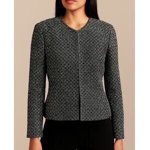 Lillie Rubin Black Silver Beaded Long Sleeve Jacket